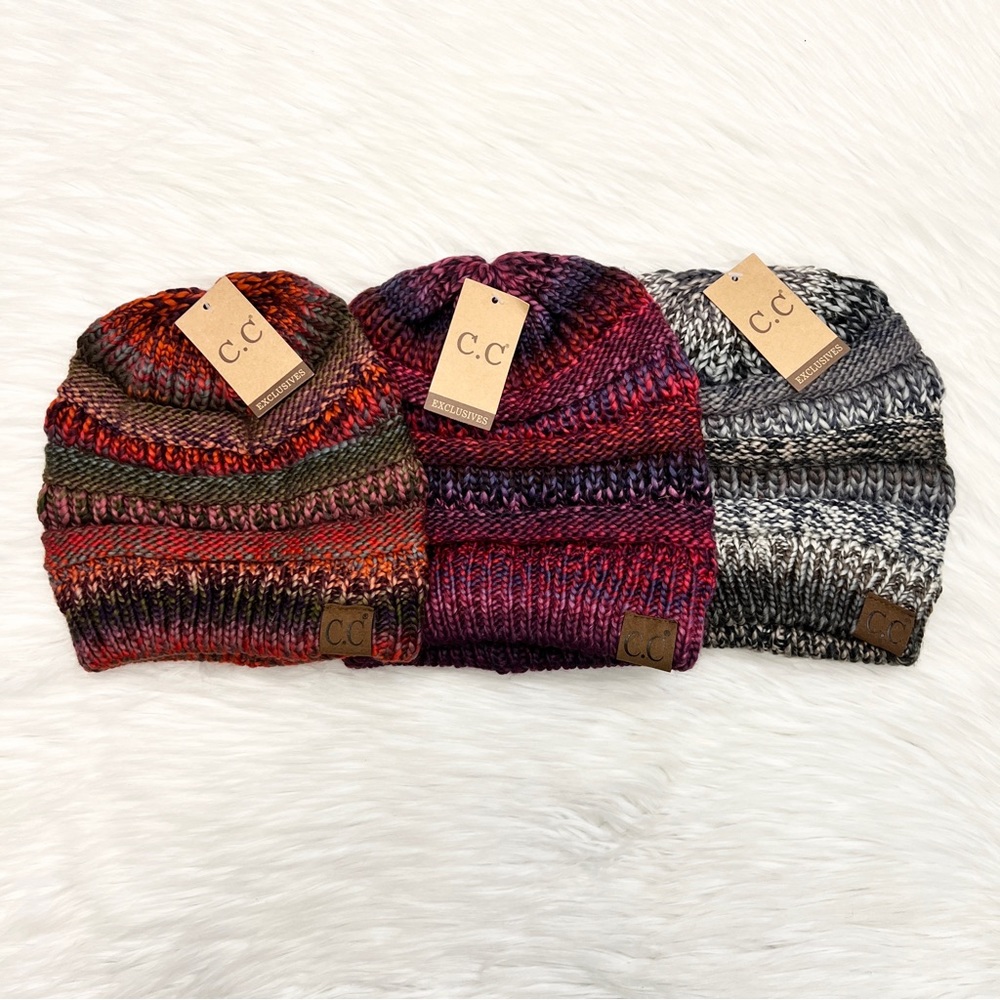 C.C Colorful Mix Beanie For Adults, CC Beanies, CC Pom Beanies, CC Winter Hat